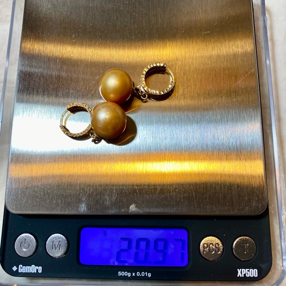 ♥️ SALE✅  SOUTH SEA GOLDEN PEARL IN 18 karats GOLD DANGLING EARRINGS ♥️ - Picture 6 of 10